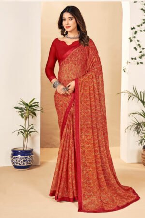 Exquisite Chiffon Uniform Saree With Banarsi Border