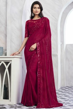 Engaging Pink Color Art Silk Fabric Saree With Border Work