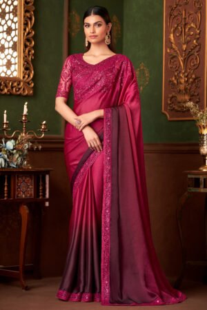 Graceful Magenta Color Fancy Wedding Saree