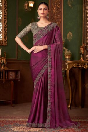 Opulent Magenta Color Fancy Saree