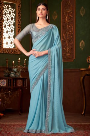 Radiant Satin Lace Border Saree