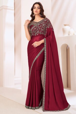 Classic Chiffon Satin Wedding Saree