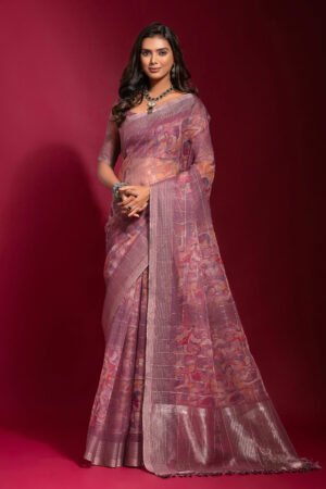 Linen Zari Pattern Checks Saree