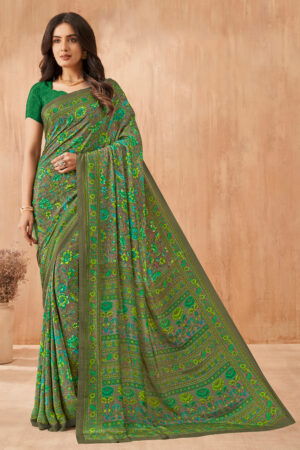 Green Color Uniform Saree