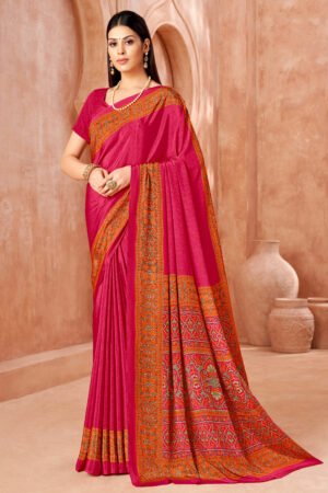 Rani Premium Crepe Silk Teachers Uniform Saree