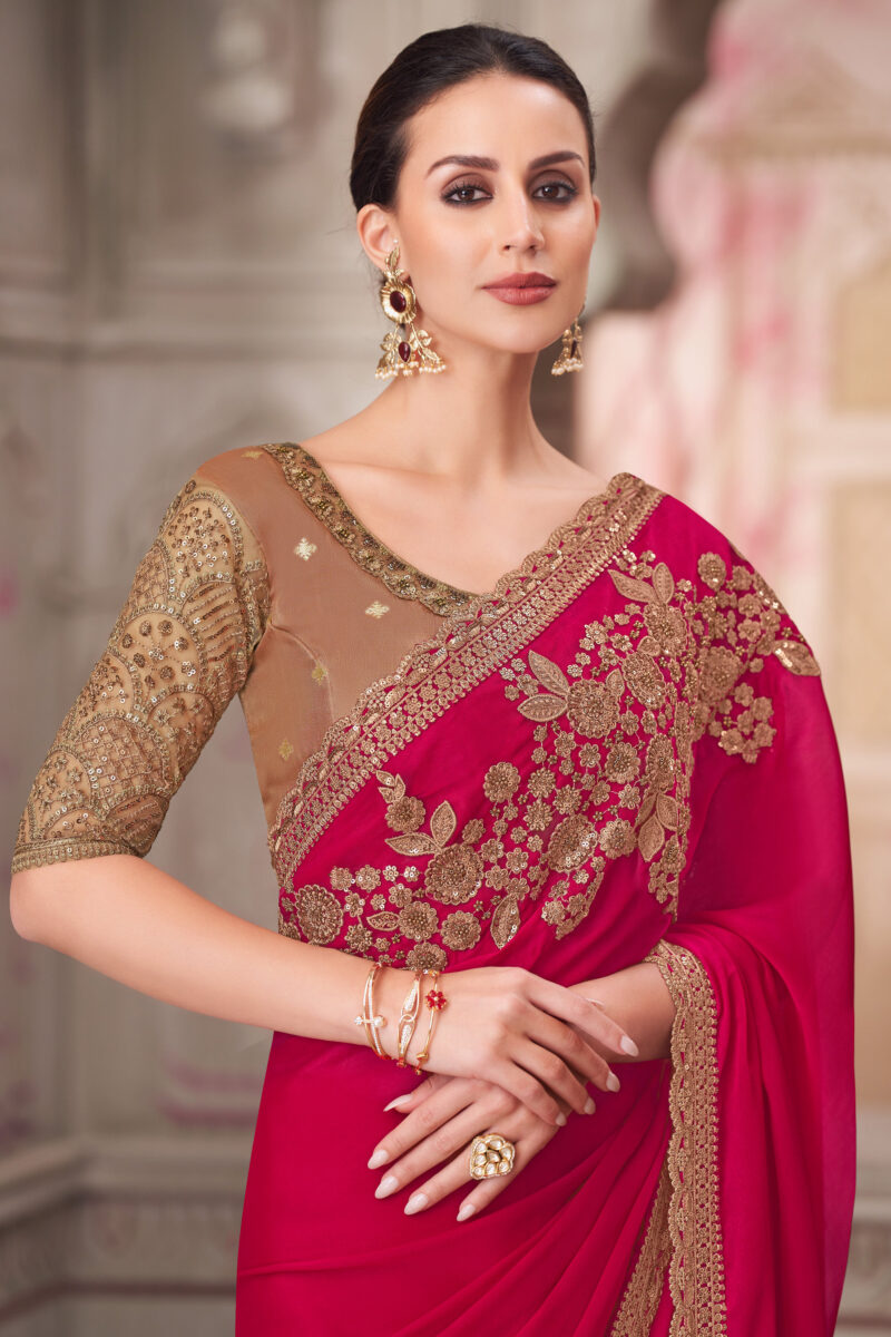 Rani Satin Silk Lace Border Work Saree - Image 2